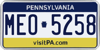 PA license plate MEO5258