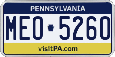 PA license plate MEO5260