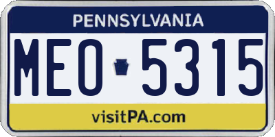 PA license plate MEO5315