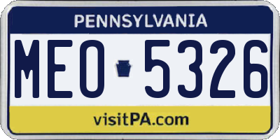 PA license plate MEO5326