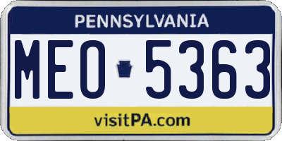 PA license plate MEO5363