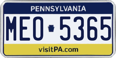 PA license plate MEO5365