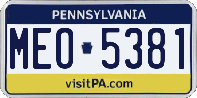 PA license plate MEO5381