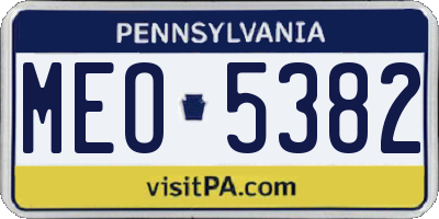 PA license plate MEO5382