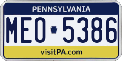 PA license plate MEO5386