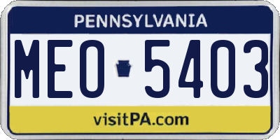 PA license plate MEO5403