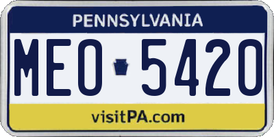 PA license plate MEO5420