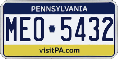 PA license plate MEO5432