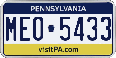 PA license plate MEO5433