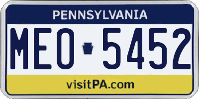 PA license plate MEO5452