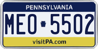 PA license plate MEO5502