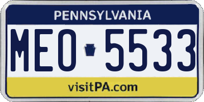 PA license plate MEO5533