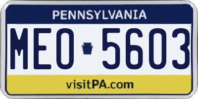 PA license plate MEO5603