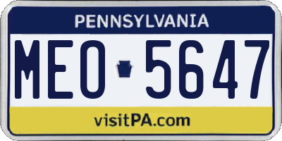 PA license plate MEO5647