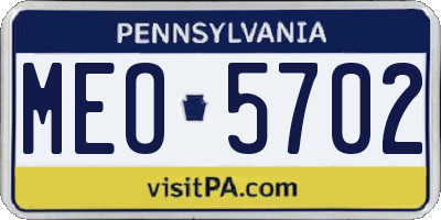 PA license plate MEO5702