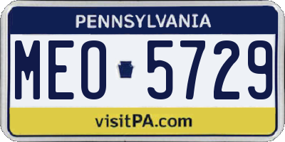 PA license plate MEO5729