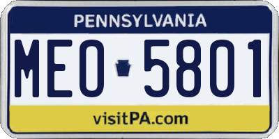 PA license plate MEO5801
