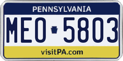PA license plate MEO5803