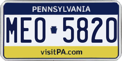 PA license plate MEO5820