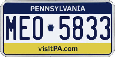 PA license plate MEO5833