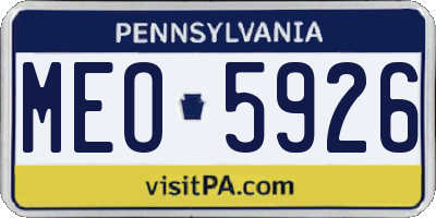 PA license plate MEO5926