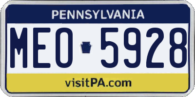 PA license plate MEO5928