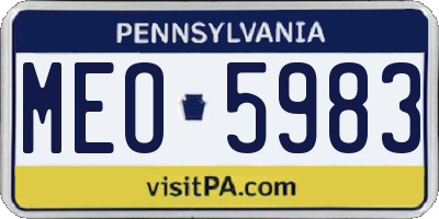 PA license plate MEO5983