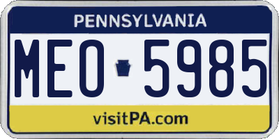 PA license plate MEO5985