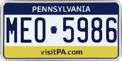 PA license plate MEO5986