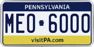 PA license plate MEO6000
