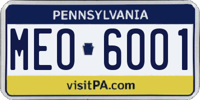 PA license plate MEO6001
