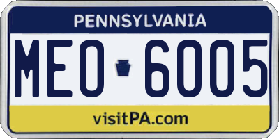 PA license plate MEO6005