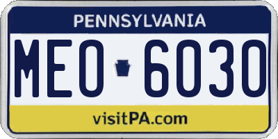 PA license plate MEO6030