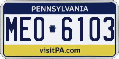 PA license plate MEO6103
