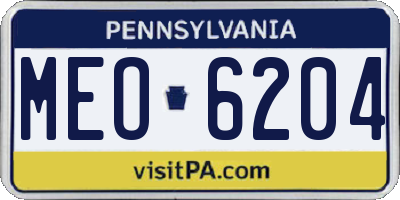 PA license plate MEO6204