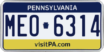PA license plate MEO6314