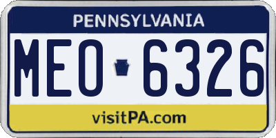 PA license plate MEO6326