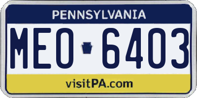 PA license plate MEO6403