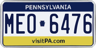 PA license plate MEO6476