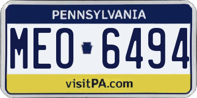 PA license plate MEO6494