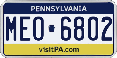 PA license plate MEO6802