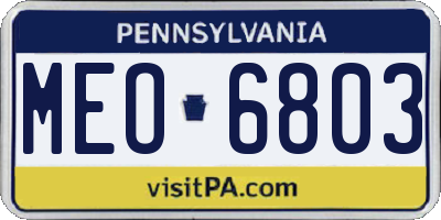 PA license plate MEO6803