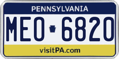 PA license plate MEO6820
