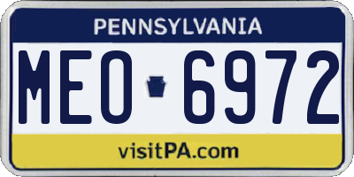 PA license plate MEO6972
