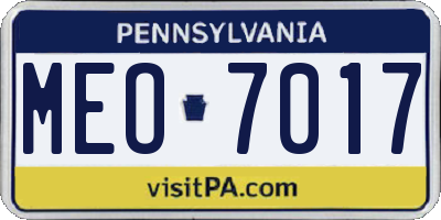 PA license plate MEO7017