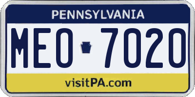 PA license plate MEO7020