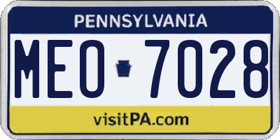 PA license plate MEO7028