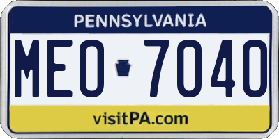 PA license plate MEO7040