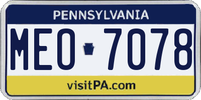 PA license plate MEO7078