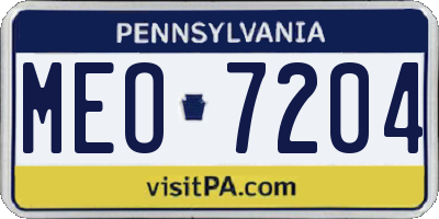 PA license plate MEO7204